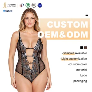 Lism Custom Women Sexy Polka Dot Lace Dress with Suspender Long Skirt Set Bodysuits & Half Slips Woven Unique Hole Decoration
