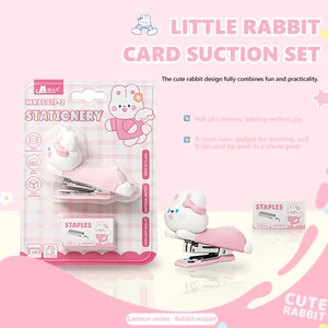 Cute White Rabbit Stapler Blister Pack Visible Product + Protective Case Ideal for Desk & School Use