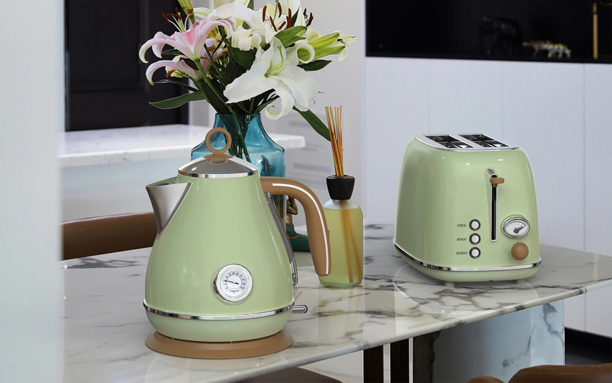 Coffee Machine Electric Home Appliance Sets Retro Toaster Stainless