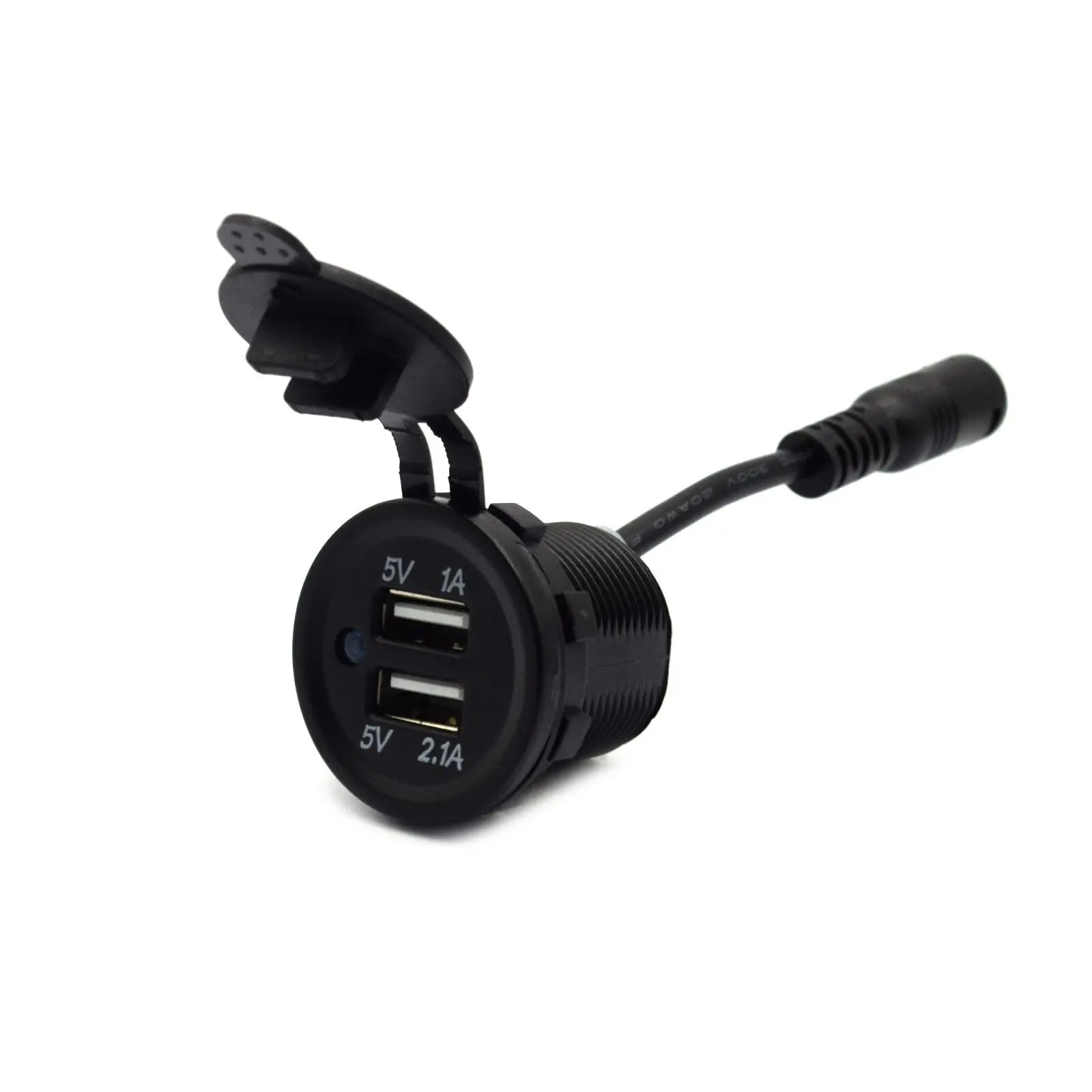 Caricabatteria da Auto USB a Doppia Porta 3.1A Presa di Ricarica 12V-24V con Protezione Impermeabile Adattatore Auto Premium per Camper Barc Camion Kit Installazione Incluso