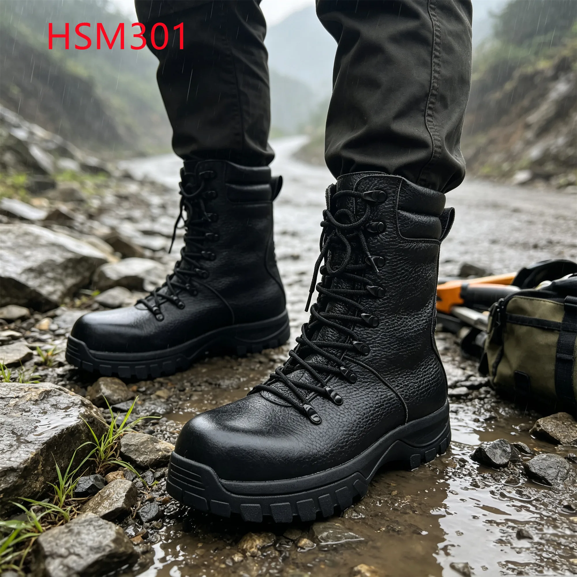 LXG,Forest Hiking Best Embossed Leather Hua Singh Combat Boots Strong Cushioning EVA+rubber Sole 8 Inch Patrol Boots HSM301