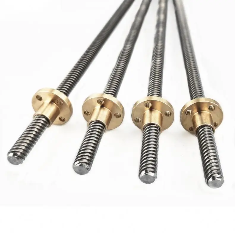 TEBAK W-08 C5 C7  8mm 110 200 400 500 600 1000mm T8 Trapezoidal Lead Screw With Brass Nut for Cnc Machine Stepper Motor