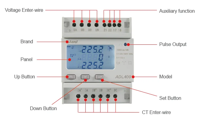 Acrel Adl400-c Modbus-rtu Rs485 Communication Din Rail Ac 3 Phase Power ...