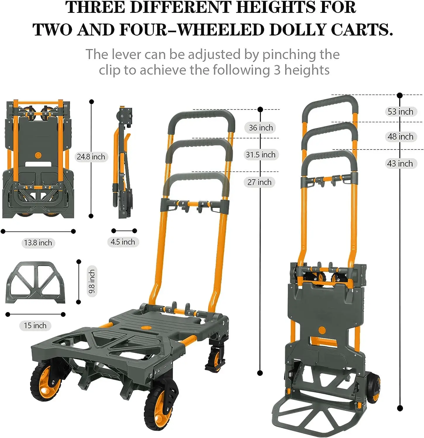 Folding Hand Truck and Dolly Capacity Portable Aluminum Luggage Cart Telescoping Handle Portable Dolly Cart