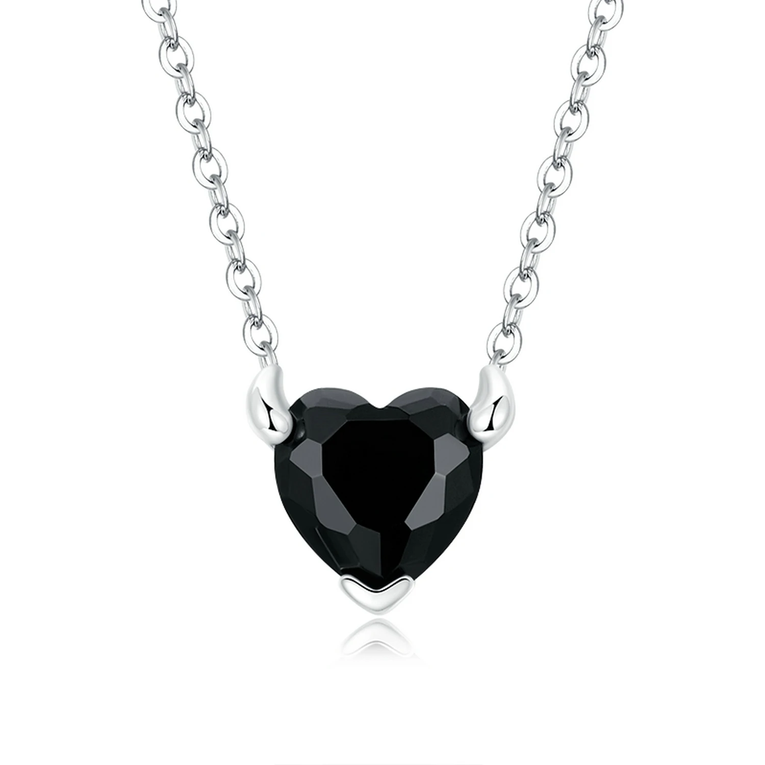 925 Sterling Silver Devil Heart Pendant Necklace for Women
