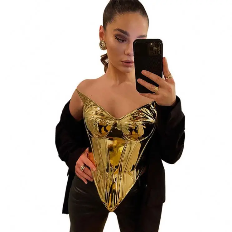 Sexy Metallic Shiny Corset Top - Perfect for Fall 2024