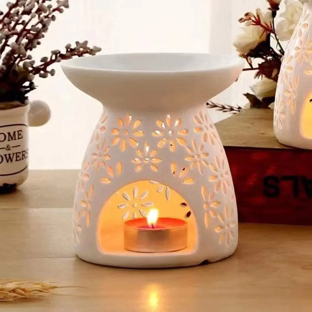 Ceramic Candle Holder Oil Burner Essential Oil Or Wax Melts Burner Aromatherapy Aroma Oil