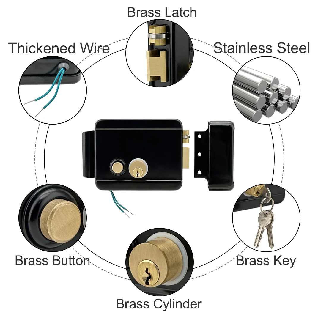 12V DC Electric Door Lock with Cylinder Button Function