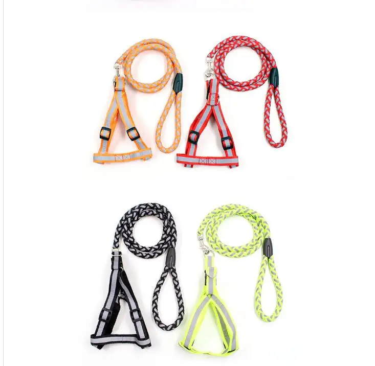 High Quality Dog Harness Reflective Pet Harness and Leash Dog Cat Chest Strap Pet Supplies Factory Wholesale