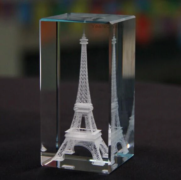 Recuerdo de recuerdo de cristal grabado en 3D de Le Mont-Saint