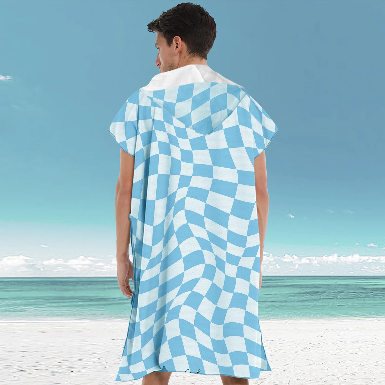 High Microfiber Hooded Poncho Bath Beach Towel Quick Drying Custom Printed with Novelty Sports Logo Wholesale Fabric for Swim