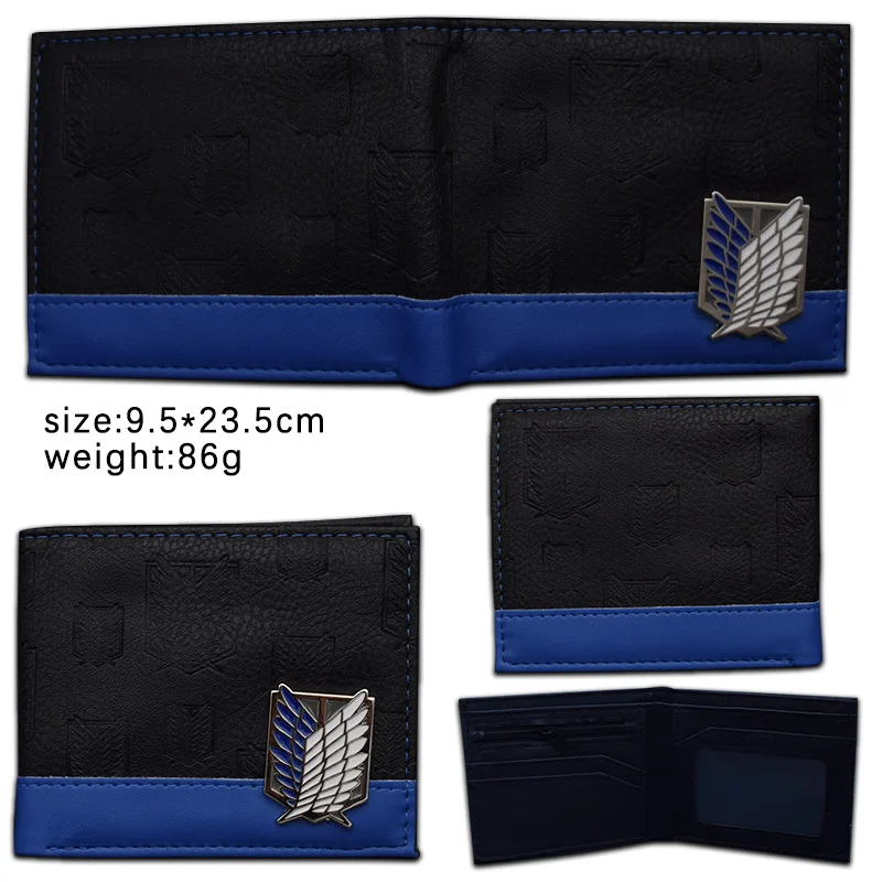 11 Designs Attack on Titan Short Anime Wallets Freedom Wing Metal Sign Coin Purse Short Cardholder Wallet
