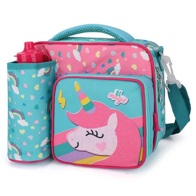 Durable Kids Lunch Bag for Kids 3+ Holds Lunch Box Water Bottle Snacks Easy-Clean Water-Resistant Zippered School Bag Pockets