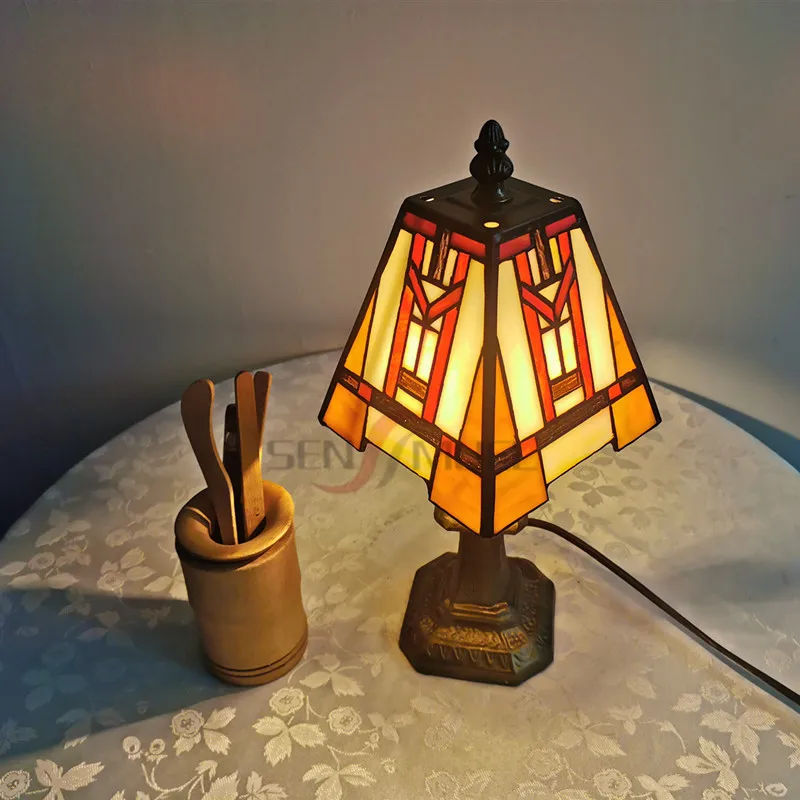 Sensmuel Wholesale Customized and Direct Sales of Cheap 6-inch  Mosaic Painted Glass LED Desk Table Small LED Lamps