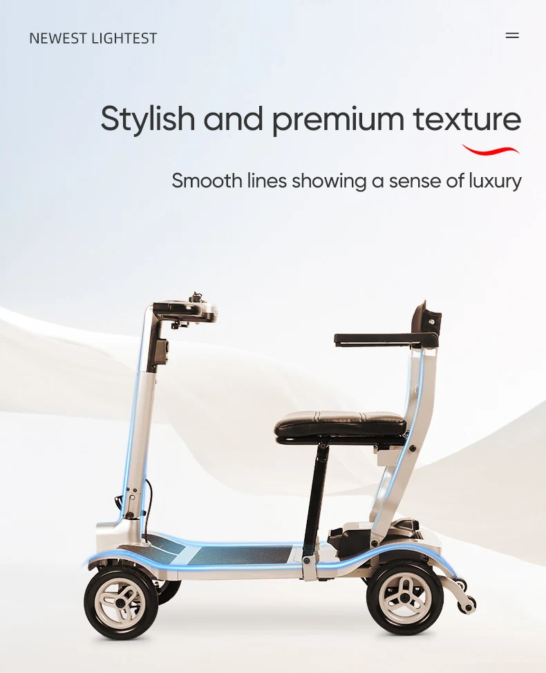 New Products 2024 Lightest 15kg Ultra Light Mobility Scooter Easy Folding Portable Lightweight 8210