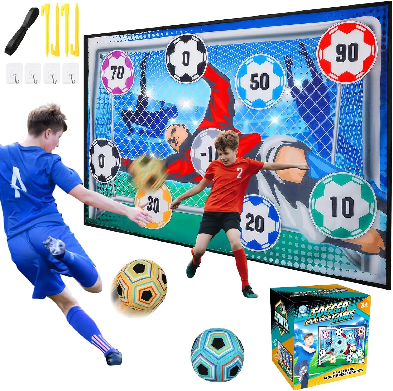 Ensemble de jeu de football pour enfants, intérieur/extérieur, jardin, jeu de lancer de ballons de football avec buts pliables en flanelle, cadeau pour tout-petits Ensemble de jeu de football pour enfants, intérieur/extérieur, jardin, jeu de lancer de ballons de football avec buts pliables en flanelle, cadeau pour tout-petits