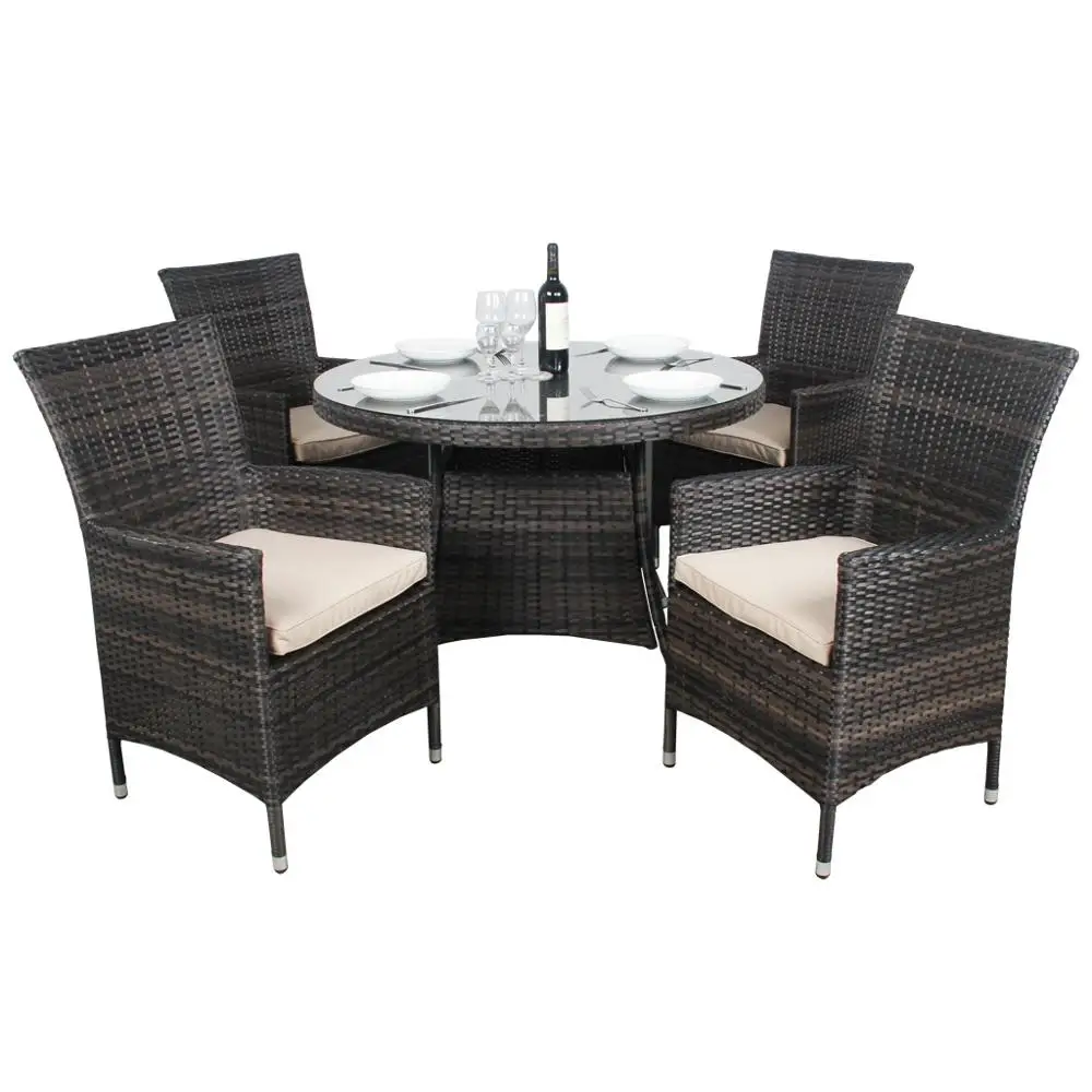 Hot Sale 4 Seat Outdoor Furniture Round Patio Rattan Wicker Dining Table Chairs Garden Set Buy Wicker Rattan Outdoor Luxury Dining Table Set Chairs Dining Set Wicker Outdoor Wicker Dining Table Set Product
