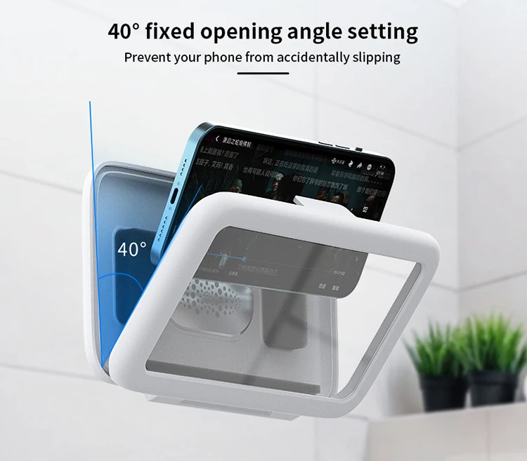Shower Phone Case Mobile Phone Stand Box Antifog Touch Screen Sticky Wall Mount Selfadhesive