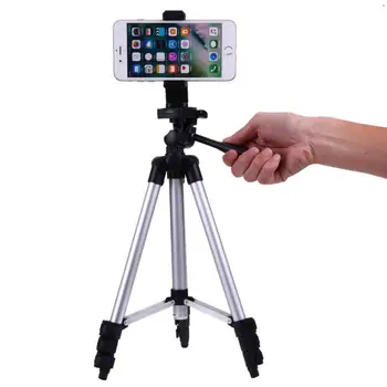 Foldable Camera Tripod Holder Stand 1/4" Screw 360 Degree Fluid Head Tripod Stabilizer Aluminum with Phone Holder detail image