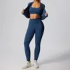 Coat-bra-long pants-night sea blue