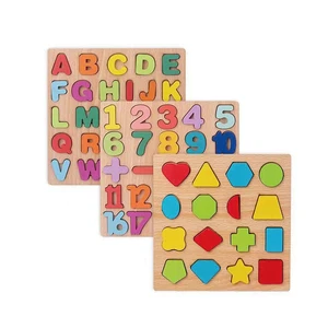 Unisex Toddler Educational Learning Board Montessori Kids Wooden Puzzle ABC Alphabet English Number Letters Fun Puzzle Board