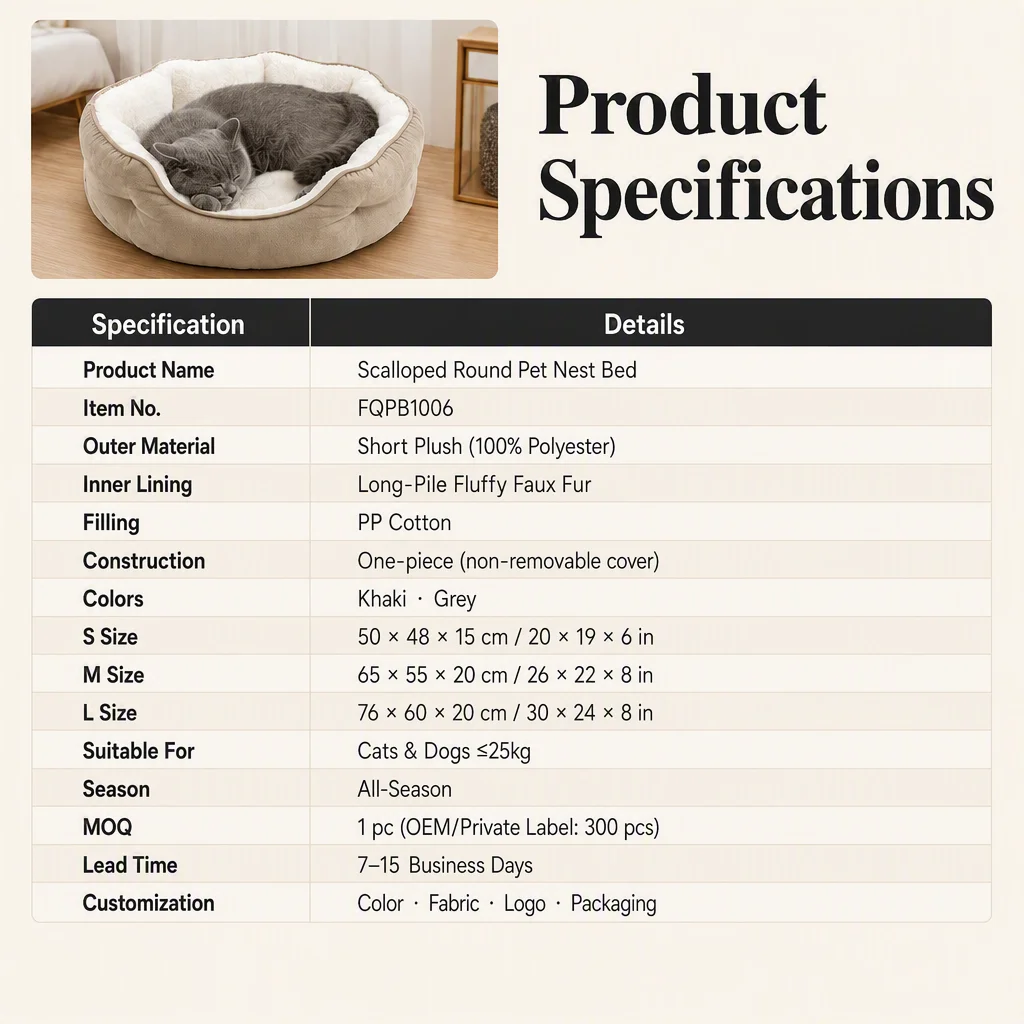 Scalloped Pet Nest Bed Plush Outer — Product details 3