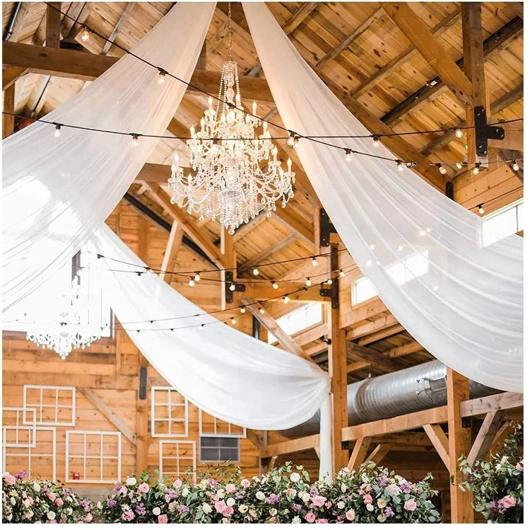 White Chiffon Vorhang Stoff Hochzeit Decke Dekoration Drapieren Hängende Decke Drapieren Für Hochzeits Feier