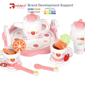 Children's Educational Lemon White Afternoon Tea Set Wooden Kitchen & Food Toys for Girls Perfect Gift Idea