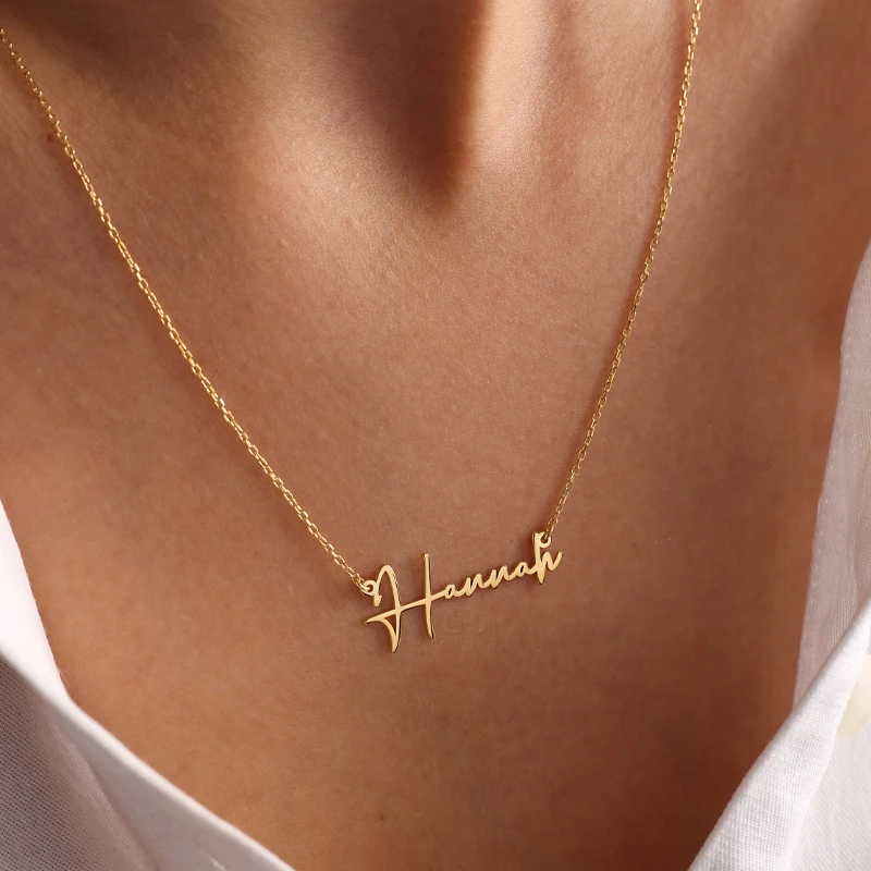 Custom Gold Name Necklace Women Personalized Nameplate Pendant Necklace Stainless Steel Jeweley 8155