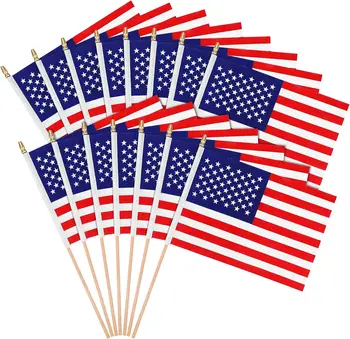 Sunshine Handheld American Stick Flags Great Wooden Stick usa hand flag American Flags for Decorations