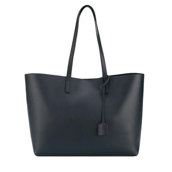 Soft Plain Black Leather Personalized Tote Bags With Custom Printed ...
