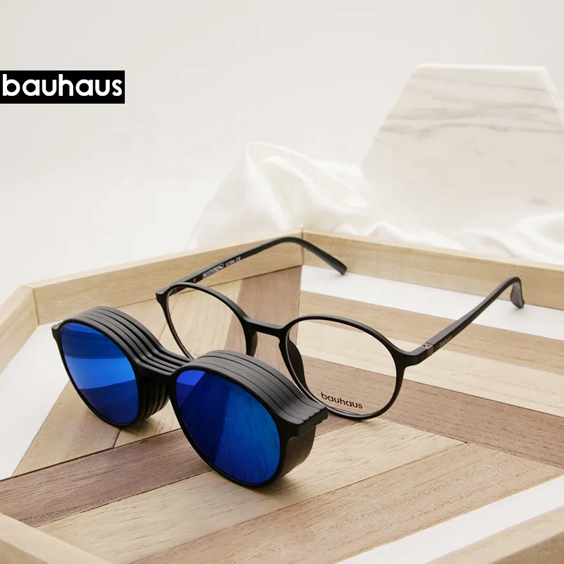 X3176 Ultem Round Eye Glasses Frame Prescription Outdoor Gafas De Sol 5 in 1 Polarized Sunglasses