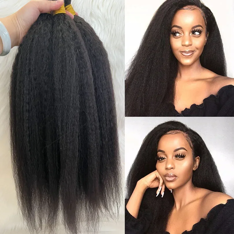 100% Human Hair Kinky Straight Bulk Brazilian Human Hair Bulk For Braiding_voghion.com