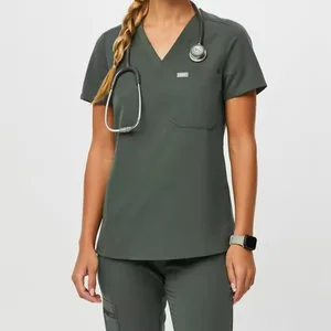 Custom Wholesale Female Stretch Medical Nursing Scrub Set Women Hospital Uniforms Adult Polyester Rayon Spandex