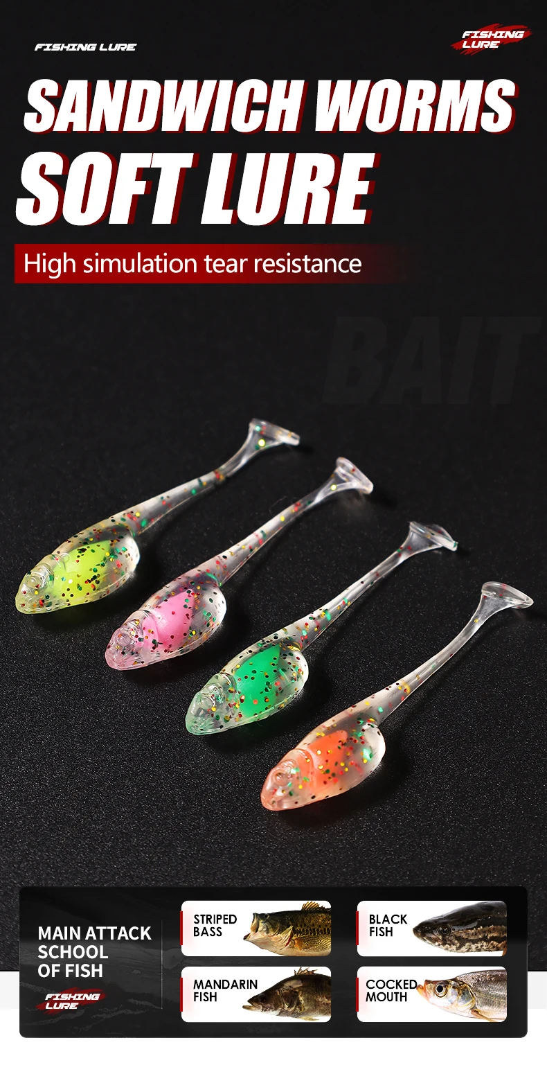 Palmer 5cm 1.3g Tadpole Lure Tpe Fishing Lure Plastic Soft Shad