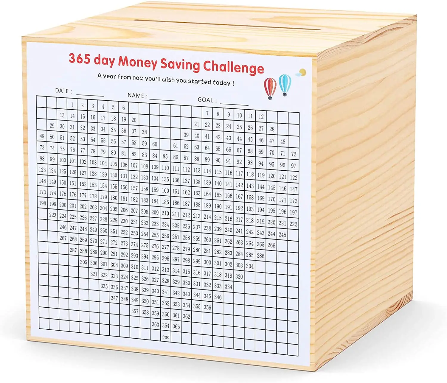 PUSELIFE деревянное ремесло, большая пустая деревянная 365 копилка для денег для взрослых с логотипом