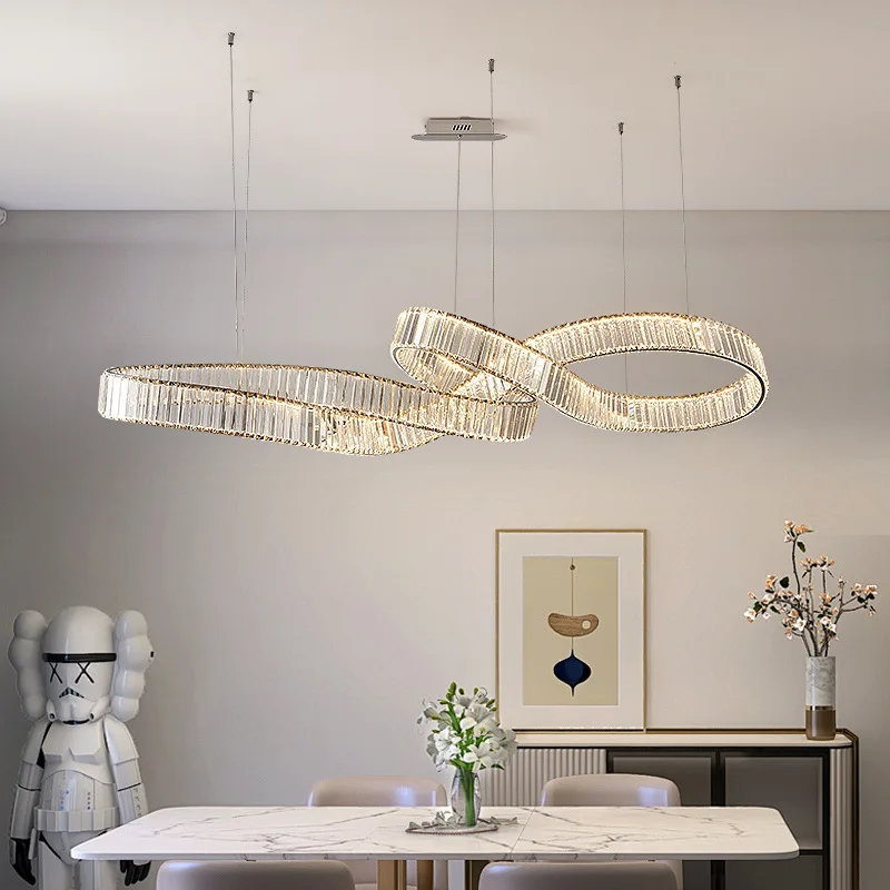 چندلمپ الایدی لوکس مدرن با پندانت کریستالی، نصب آویزی، برای دکوراسیون خانه، اتاق نشیمن، سالن پذیرایی و آشپزخانه