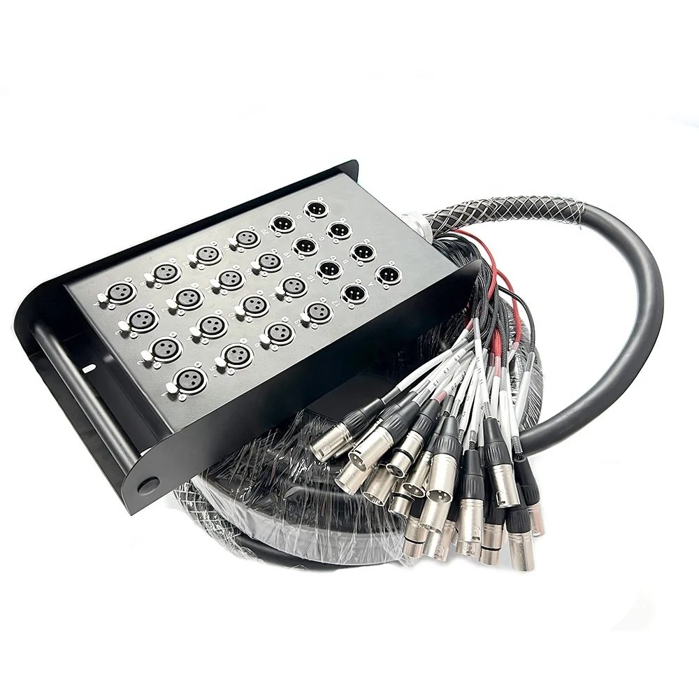 High Quality Profesional Multicore 24 Channel 3 Pin Male to Female Xlr Y Splitter Microphone Audio Snake Cable With Stage Box