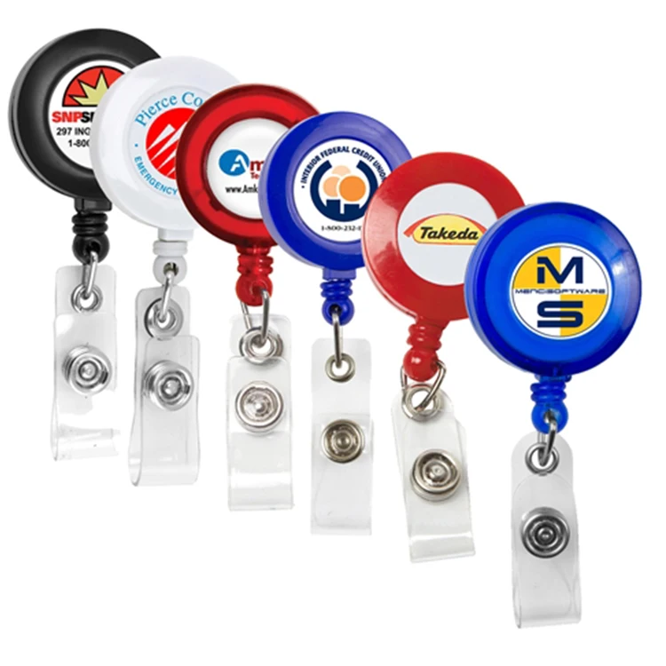 Heavy duty oval yoyo plastic abs id name badge reel retractable badge holders carabiner badge reels