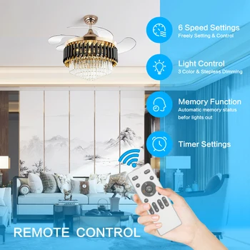 スマートシャンデリア シーリングライト＆ファン ラグジュアリー 寝室