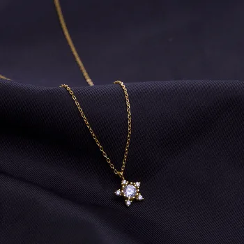 fashion jewelry 925 sterling silver star necklaces star diamond zircon gold plated necklaces women dropshipping products 2023