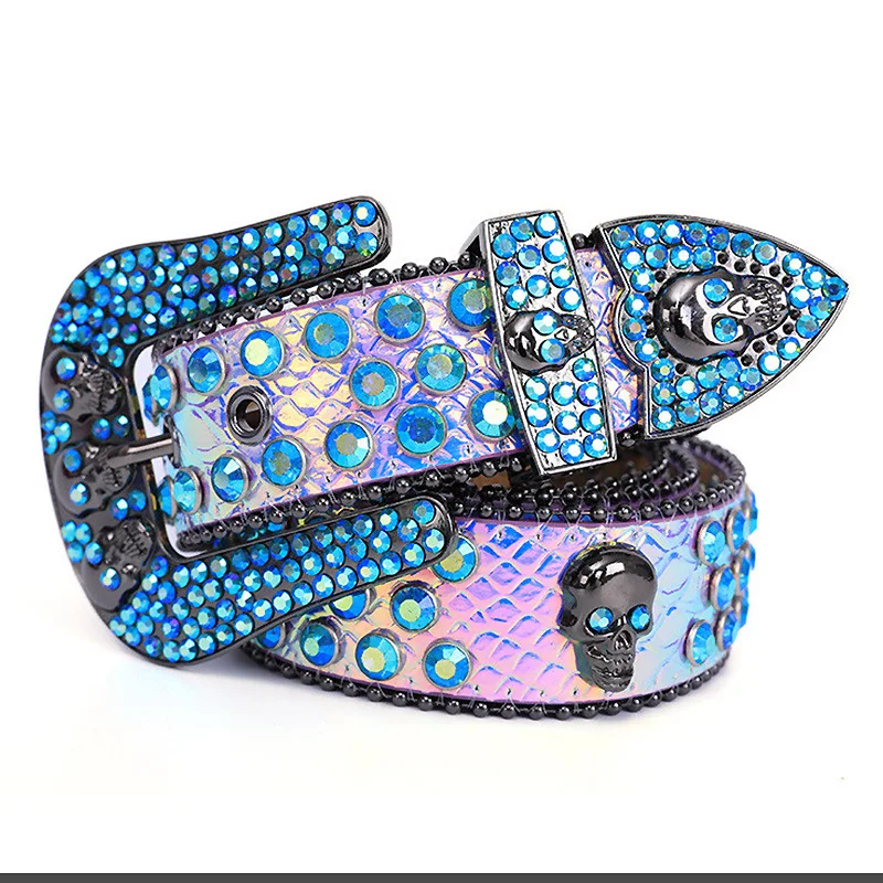 Shop Wholesale Simon BB Men's Crystal Water Diamond PU Belt