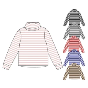 Latest China New Model Autumn Baby Shirts With Turtleneck Casual Spring Stripe Design Soft Kids Clothing Tops