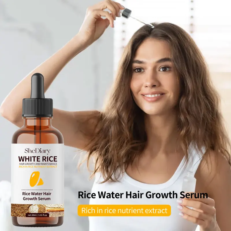 Venta al por mayor SheDiary aceite para el crecimiento del cabello cuero cabelludo nutritivo prevención de la pérdida de cabello suero para el crecimiento del cabello con agua de arroz