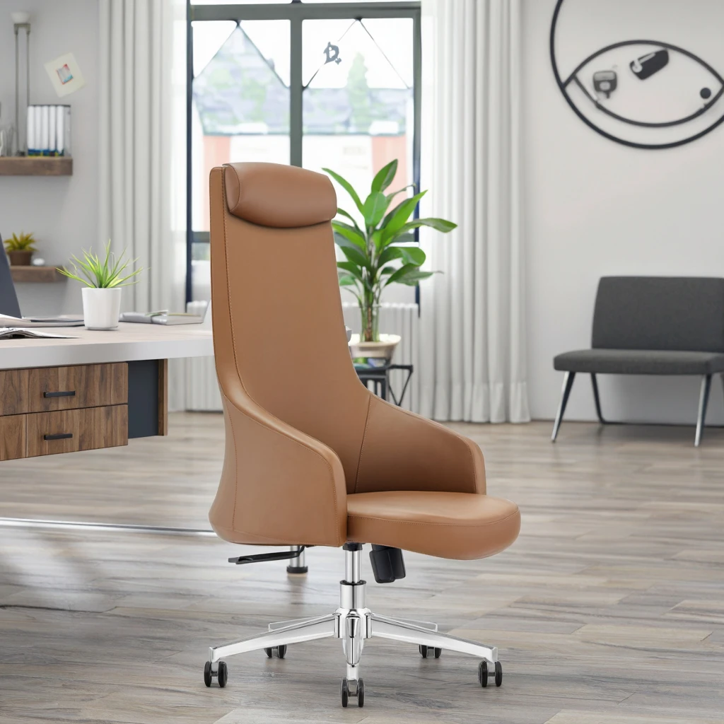 Professional Modern Executive Leather Chair with Adjustable Height Thick Steel Base Heavy Duty Mechanism for Corporate Interiors 2