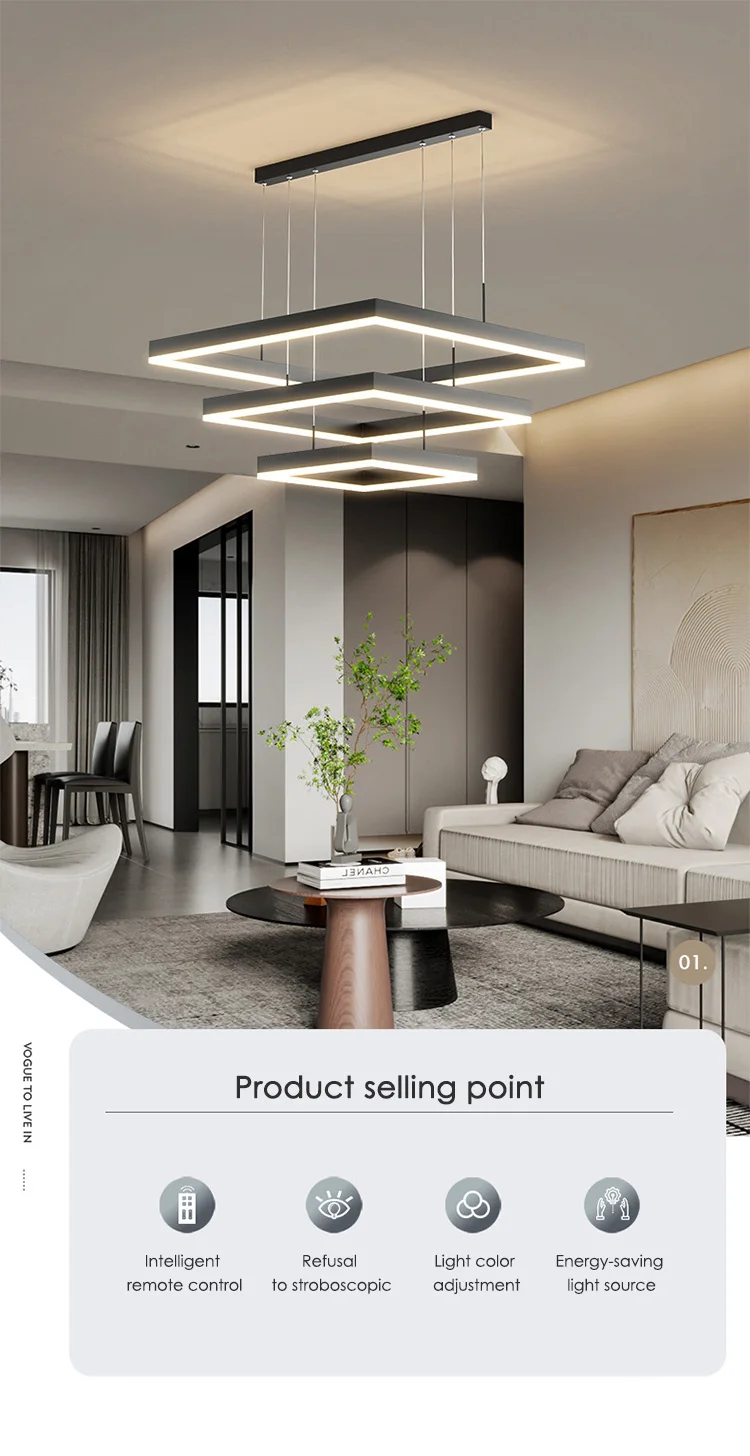 Nordic Large Hotel Light Fixtures Pendant Light For Kitchen Island Rectangle Hanging Living Room