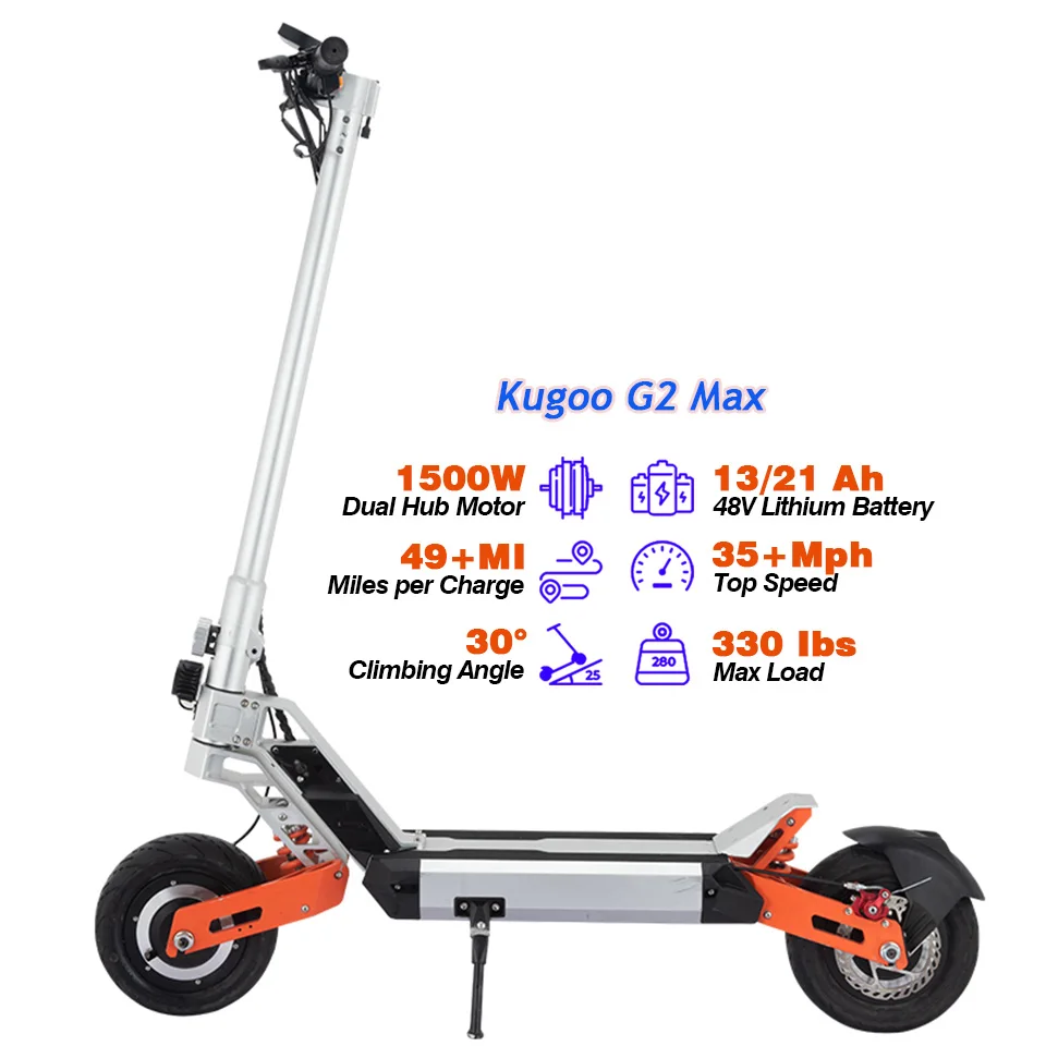 KUGOO G2 MAX - 1500 Watt Electric Scooter - Street Rides