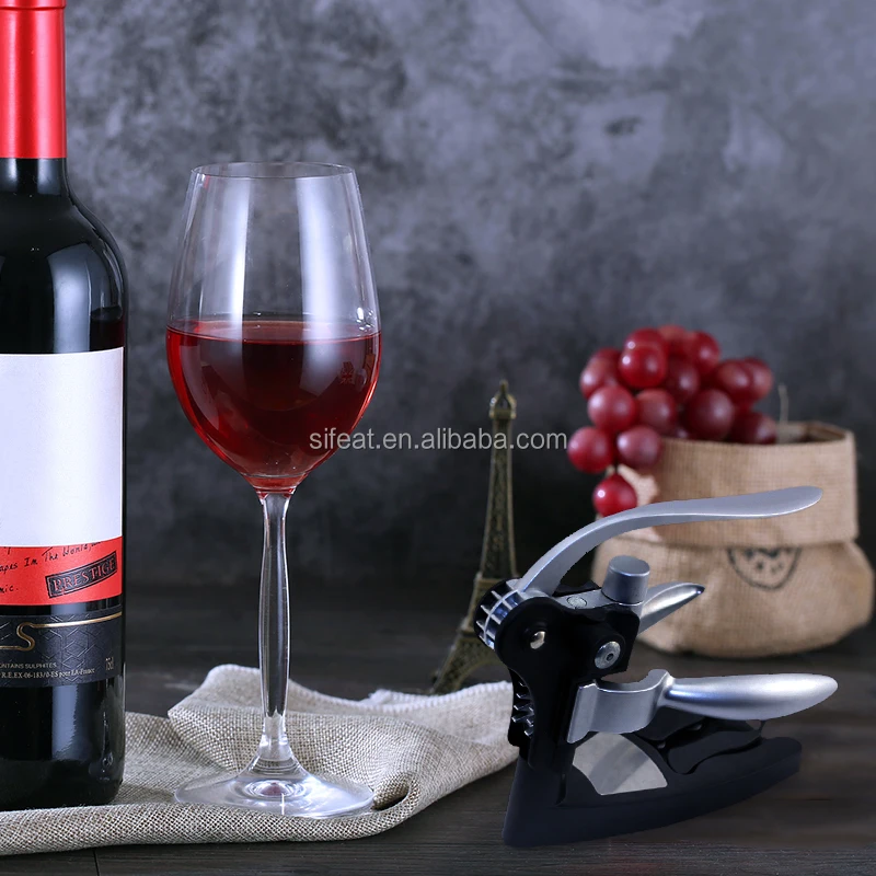 Leather Box Vertical Lever Corkscrew Bottle Openers Wine Tool Set Rabbit Wine Opener Set with Foil Cutter Wine Pourer Stopper