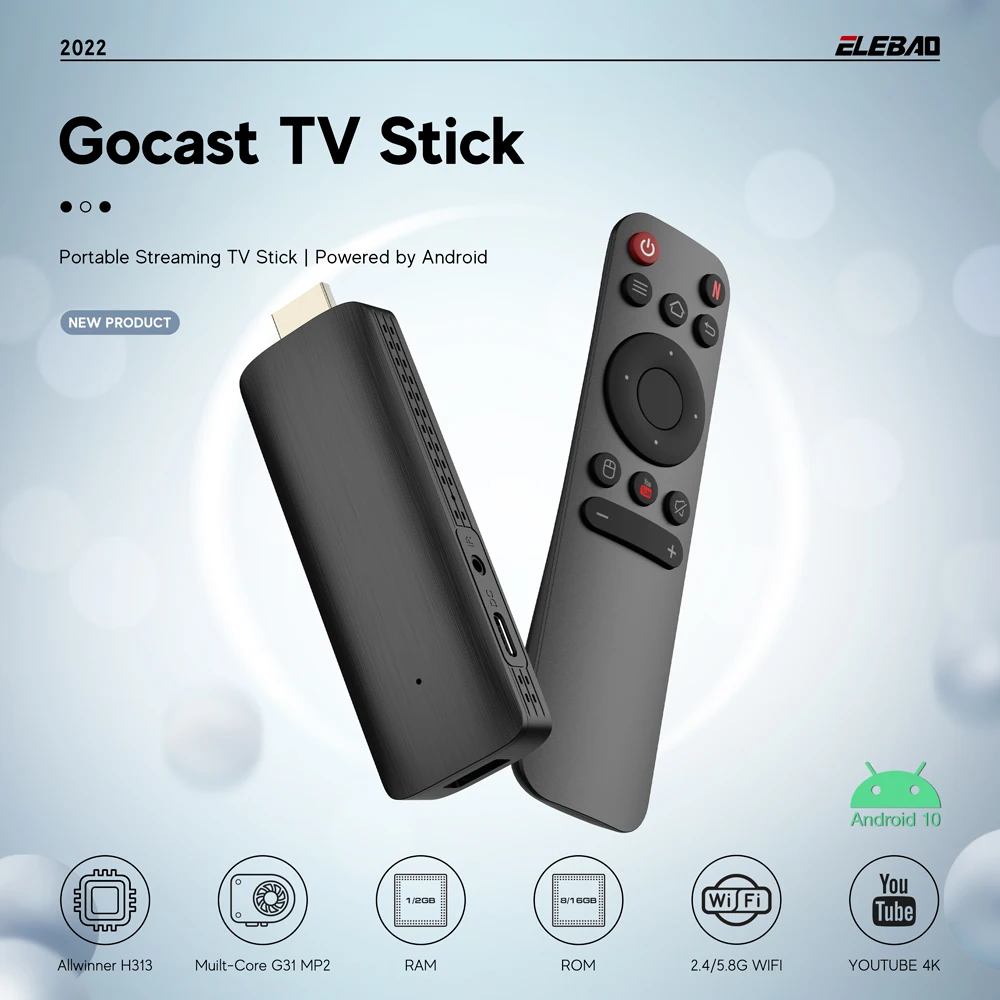 Elebao D6 Android Tv Stick H313 Type C 4k Uhd 2.4/5.8g Wifi Android 10