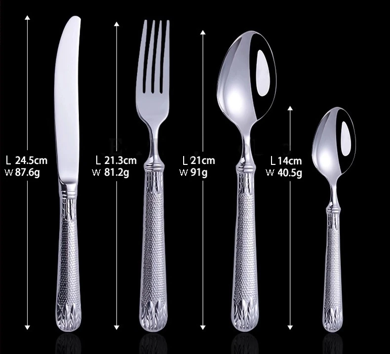 Chinabrett - Vysoce kvalitní sada příborů Nerezové vidlice Silver Cutlery Stolní nádobí 9